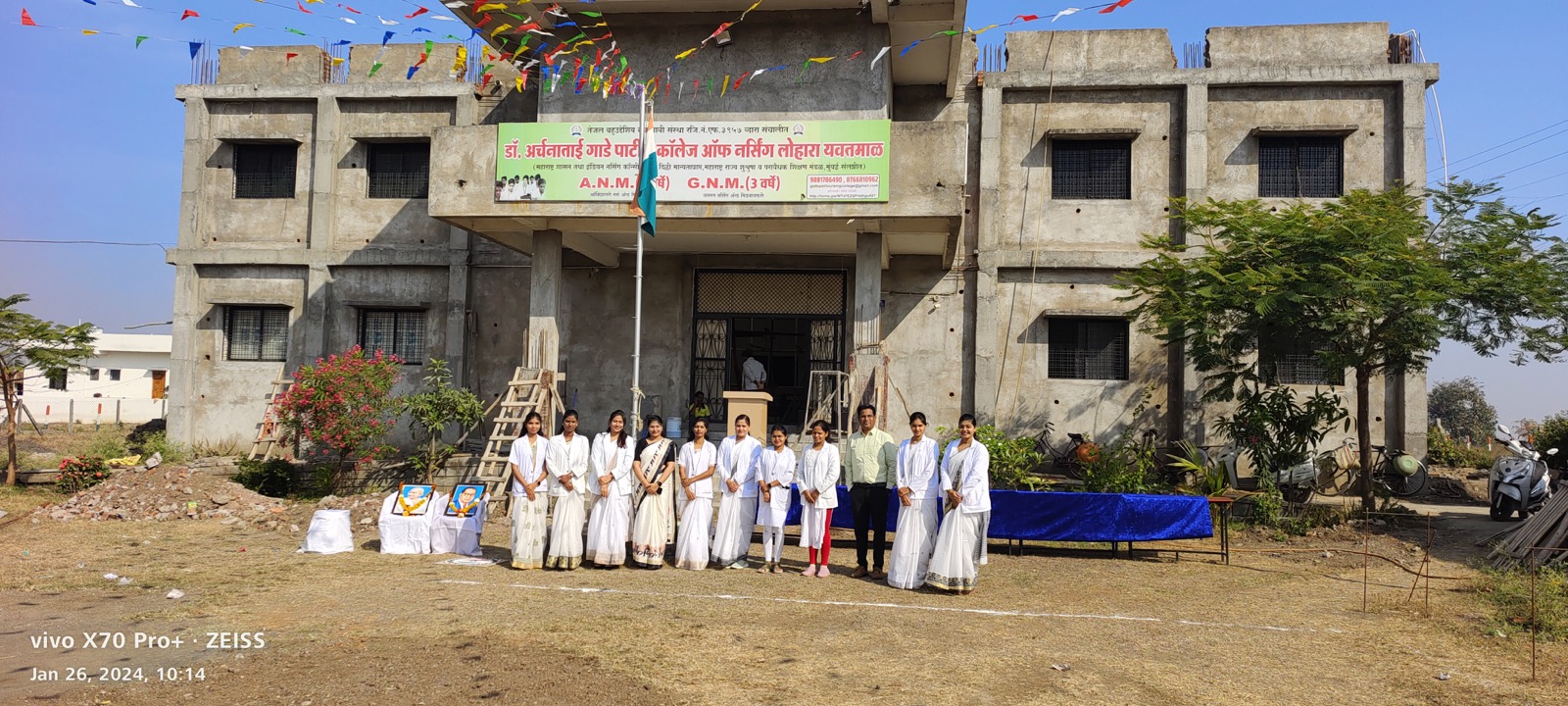Students participating in college event
